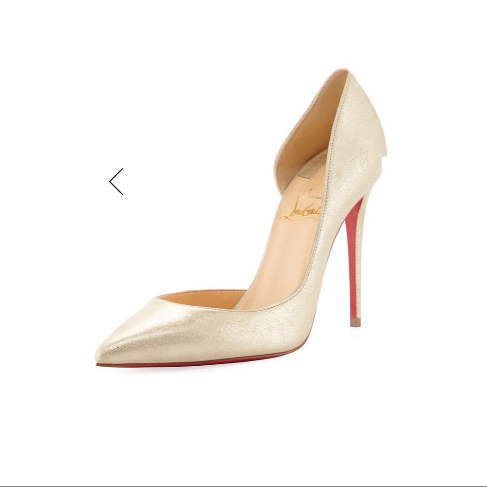 ✨HP✨Christian Louboutin Iriza Metallic suede 100mm